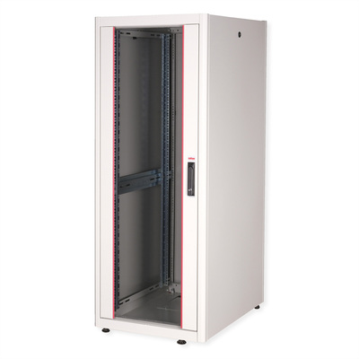 19" Rack na podlahu 32U, 1560x600x800mm (HxWxD), BASIC, sklenené dvere, sivý