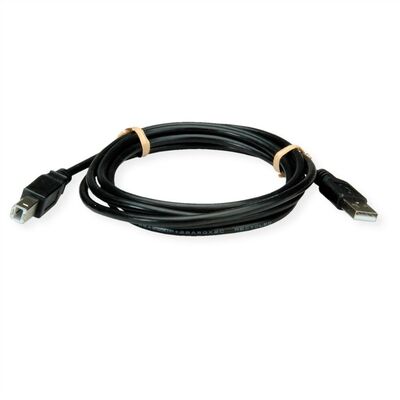 Kábel USB 2.0 A-B M/M 1.8m, High Speed, čierny, Roline Recycled Material
