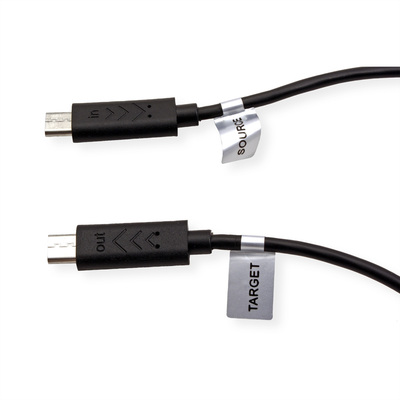 Kábel USB 2.0 MICRO-B - MICRO-B M/M 0.3m, High Speed, čierny, napájací