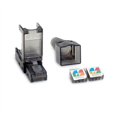 Konektor 8/8 RJ45 cat.6, netienený, na drôt, montáž bez klieští (toolless), čierny, AWG 23-26
