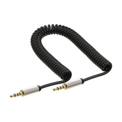 Kábel 3.5mm stereo jack M/M 0.5m, krútený, pozl. konektor, čierny