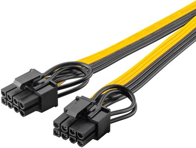 Kábel napájací interný PCI EXPRESS 8pin F na 2x 8pin (6+2) M, žltý