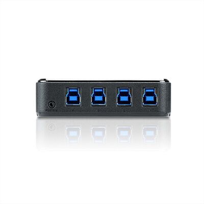 Prepínač USB 3.2 Gen 1, 4PC/4 zariadenia, manuálny, prepínanie tlačidlom, čierny