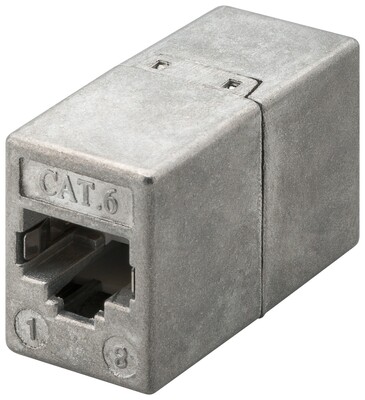 Spojka RJ45, cat.6, tienená, kovová Gigabit