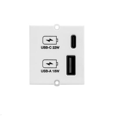 Modul pre BACHMANN, nabíjací/charger, 2xUSB (USB A + USB Typ C), 22W, 0.2m, GST18, biely