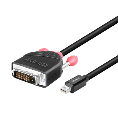 Kábel DisplayPort mini na DVI-D M/M 2m, jednosmerný, max. 1920x1200@60Hz, čierny, pozl. konektor