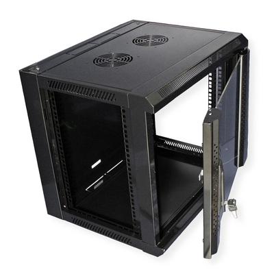 19" Rack na stenu 9U, čierny, 505x570x450 mm (HxWxD), odnímateľné bočnice §§