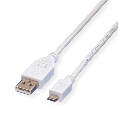 Kábel USB 2.0 A-MICRO-B M/M 0.15m, High Speed, biely