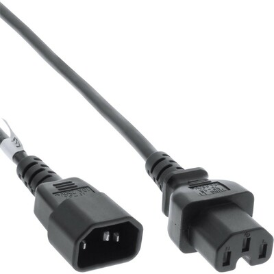 Kábel sieťový 230V predlžovací, C14 - C15, 1.8m, 0.75mm², 10A, čierny