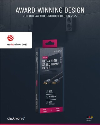 Kábel HDMI M/M 1m, Ultra High Speed+Eth, 8K@60Hz, HDMI 2.1, pozl. konektor, modrý, ClickTronic