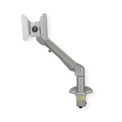 Držiak pre monitor na stôl, úchyt o dosku, pneumatický, max 8kg, rameno 266mm VESA 75/100 strieborný