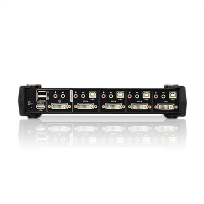 KVM switch/prepínač 4PC, DVI-I Dual Link, USB, USB hub, audio