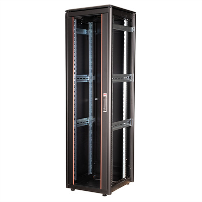 19" Rack na podlahu 42U, 2053x600x600mm (HxWxD), PRO, sklenené dvere, čierny