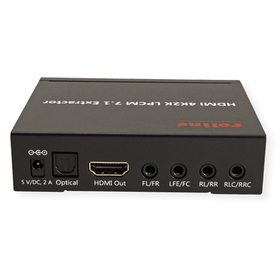 HDMI Audio Extraktor, digital: toslink (S/PDiF), analog: 4x 3.5mm jack, čierny