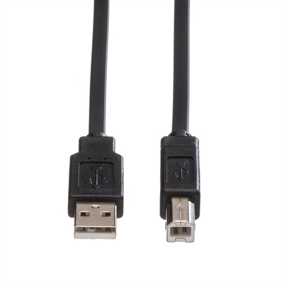 Kábel USB 2.0 A-B M/M 0.8m, High Speed, čierny, plochý