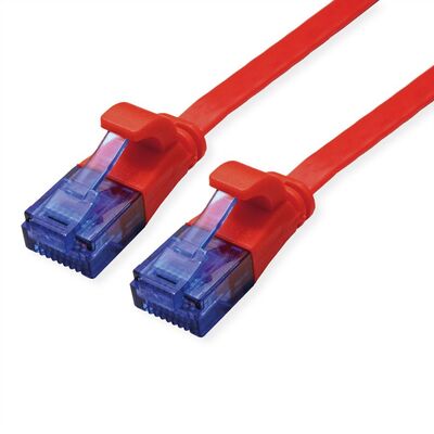 UTP Patchkábel 0.5m cat.6a, červený, extra plochý, Cu