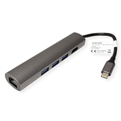 Dokovacia Stanica USB Typ C, HDMI, 3xUSB-A, LAN, 4K@30Hz, 0.15m