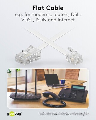 Kábel telefónny RJ11/RJ45, 6m, biely