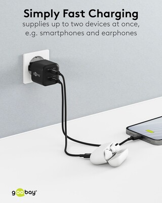 Nabíjačka USB 230V 2port, 2xUSB Typ C, 35W, Power Delivery, GaN, čierna