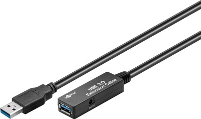 Kábel USB 3.2 Gen 1, A-A M/F 5m, 5Gbps, predlžovací, čierny, aktívny