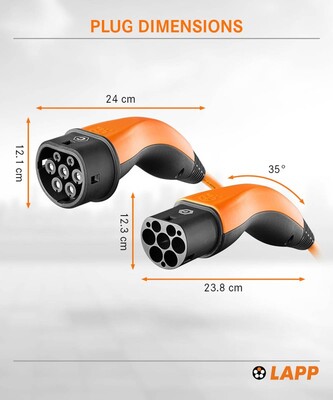 Kábel LAPP nabíjací pre elektromobily Type 2, 7m, 22kW, 32A, 3 fázy, oranžový
