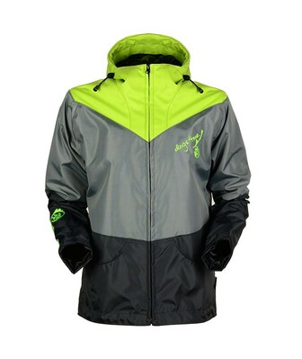 Vetrovka TECH s kapucňou, nepremokavá, softshell, čierna+limetková, L