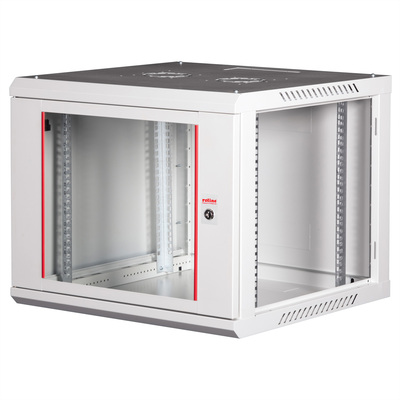 19" Rack na stenu 9U, sivý, 512x600x600mm (HxWxD), odnímateľné bočnice