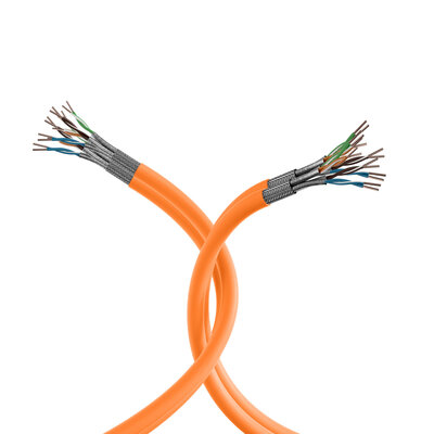 S/FTP (PiMF) drôt LSOH 100m cat.7, CPR Eca, AWG23, 1000Mhz, 10GBase-T, oranžový, meď, Dvojitý