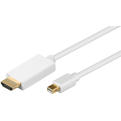 Kábel DisplayPort mini na HDMI M/M 1m, jednosmerný, 4K@60Hz UHD, audio, biely, pozl. konektor