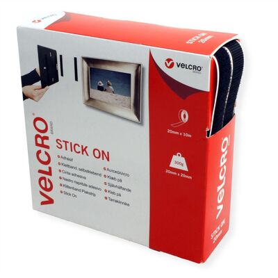 Suchý zips "hook & loop", nalepovací, 10m, šírka 20mm, čierny, VELCRO®