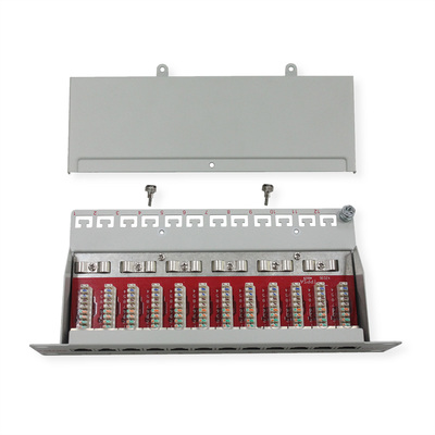 10" Patch panel 12port cat.6a, tienený s uzemnením, celokovový, 1U, sivý
