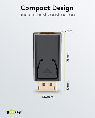 Adaptér DisplayPort/HDMI M/F, 1080p@30Hz (DP 1.2, HDMI 1.4), priamy, čierny