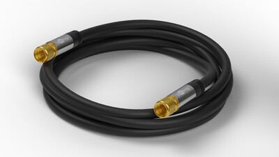 Kábel satelitný, koax F-konektor M/M 1m, 75 Ohm, 135dB, 4x tienený, Cu, čiernz, pozl. konektor