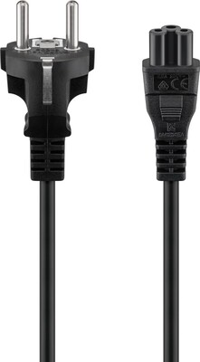 Kábel sieťový 230V pre notebook, vidlica (CEE7/7) priama - C5, 1.8m, 0.75mm², 2.5A, čierny