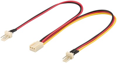 Kábel napájací interný FAN 3pin F na 2x 3pin M 22cm