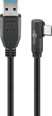 Kábel USB 3.2 Gen 1, AM/CM Typ C 1m, 5Gbps, čierny, uhľový 90°
