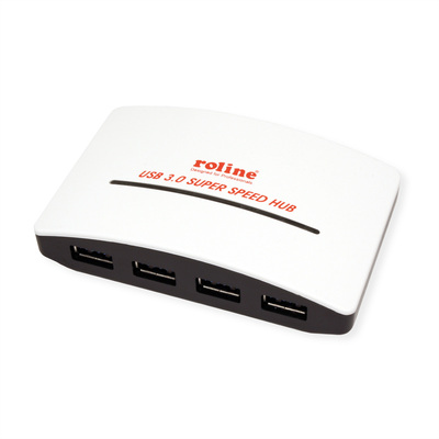 Hub USB 3.2, 4 Port, 4x USB A, s ext. adaptérom, biela a čierna
