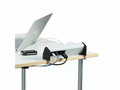 DESK 3xSCHUKO 230V, 2xRJ45, 1xUSB, GST18 IN/OUT, hliník/čierny