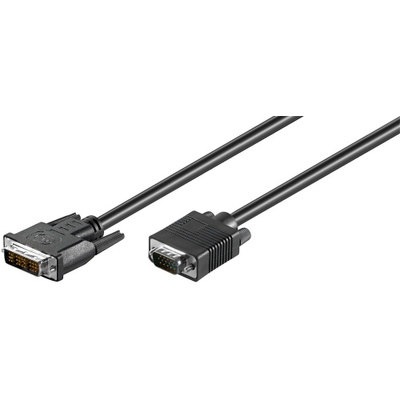 Kábel DVI-I/VGA M/M 1m, tienený, prepojovací, čierny
