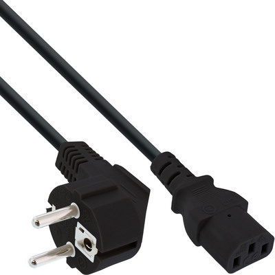 Kábel sieťový 230V, vidlica (CEE7/7) lomená - C13, 10m, 1.50mm², 10A, čierny