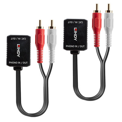 Predĺženie Audio 2x Cinch cez TP do 500m, pozl. konektor, 10cm kábel