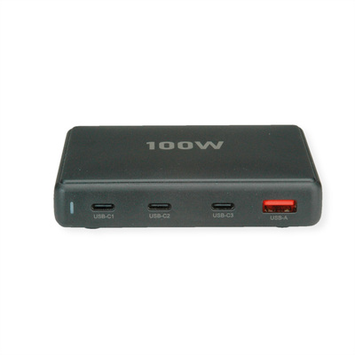 Nabíjačka USB 230V 4port, 1xUSB A, 3x USB Typ C, 100W, PD, QC 2.0, kábel (C7) 1.2m, čierna