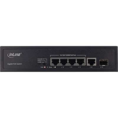 PoE+ Switch Gigabit 5port, 4xPOE+ (65W), 1x GbE, 1x SFP, čierny