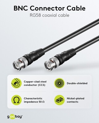 Kábel BNC-BNC M/M 3m, 50 Ohm, RG58, čierny