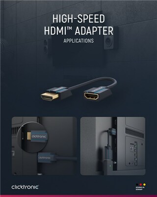 Kábel HDMI M/F 0.1m, Ultra High Speed+Eth, HDMI 2.0, 4K@60Hz, G, modrý, predlžovací, Slim