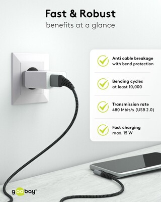Kábel USB 2.0 Typ C AM/CM 1m, High Speed, Power Delivery 60w 20V3A, čierny/sivý, zahnutý 90°