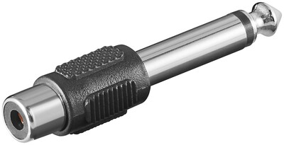 Adaptér 6.35mm MONO/Cinch (RCA), M/F, čierny, 10ks/bal