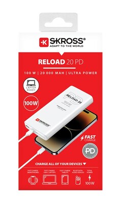 Power Bank Compact 20000mAh, QC 3.0, PowerDelivery 100w, kábel USB Typ C 0.3m, 15.7x7.4x2.5cm, biela