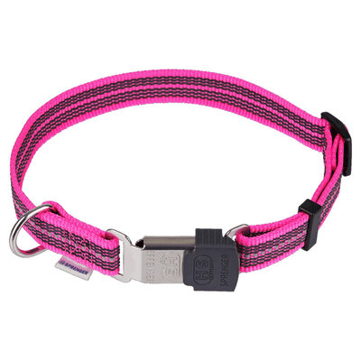 Obojok pogumovaný nastaviteľný 1.9cm/40-55cm, ClicLock, reflexný ružový, HS