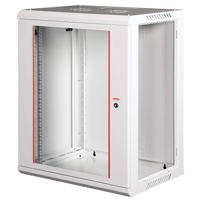 19" Rack na stenu 15U, sivý, 779x600x450mm (HxWxD), odnímateľné bočnice